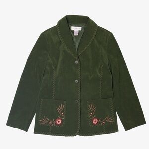 Susan Graver Boho jacket blazer Evergreen XL size